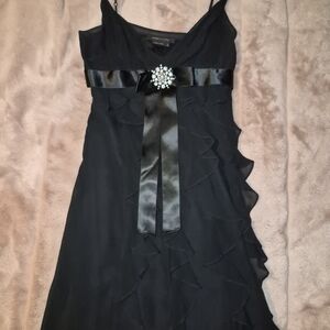 BCBGMaxAzria Black Mini Dress with Satin Bow